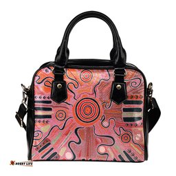 Aboriginal Shoulder Handbag - Indigenous Footprint Landscape