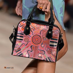 Aboriginal Shoulder Handbag - Indigenous Footprint Landscape