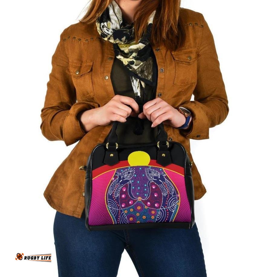 Shoulder Handbag - Aboriginal Sublimation Dot Pattern Style Violet