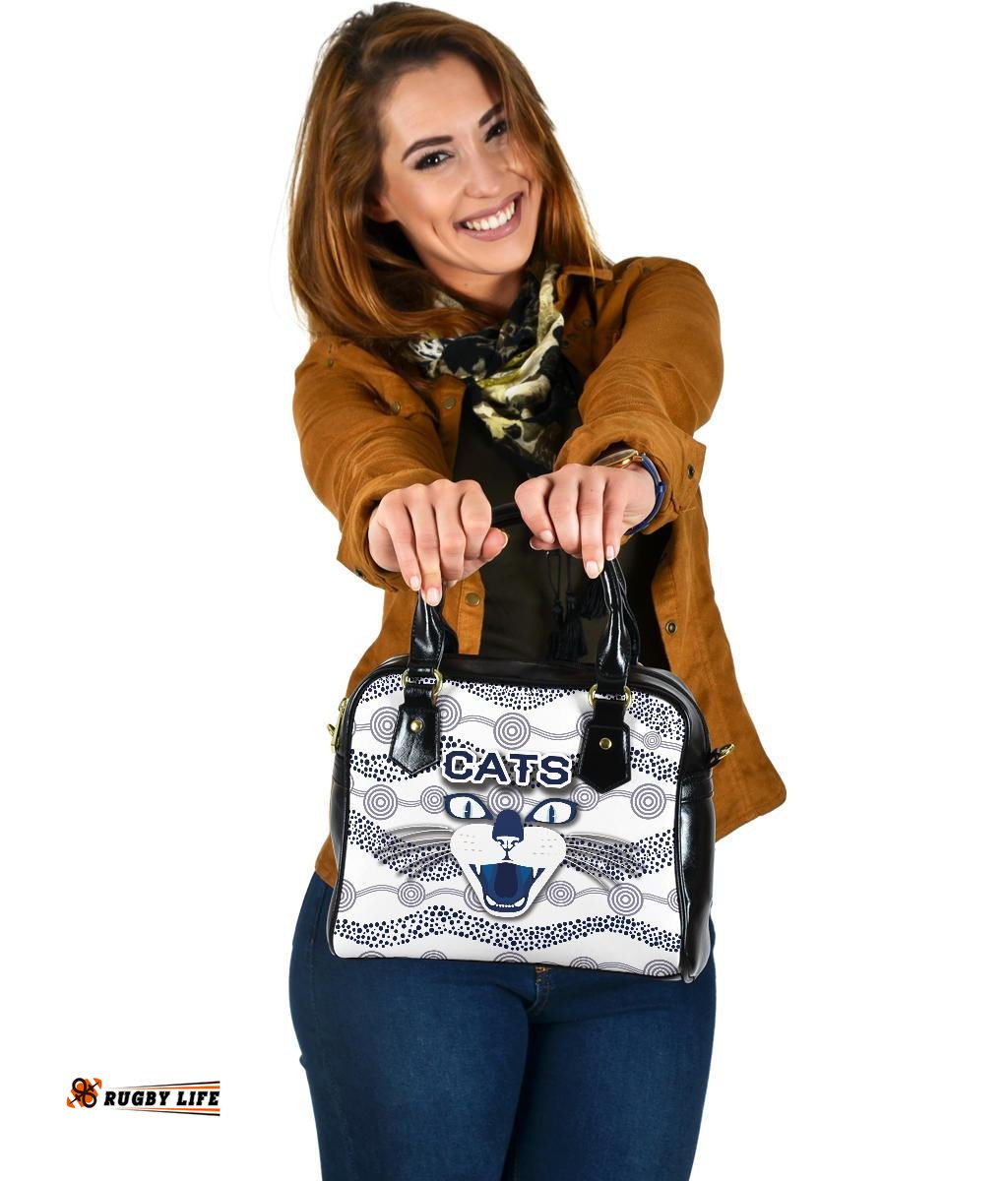 Geelong Shoulder Handbag Cats Indigenous - White