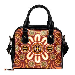 Aboriginal Shoulder Handbag - Circle Flowers Patterns Ver03