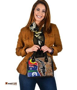 Shoulder Handbag - Australian Aboriginal Crocodile With NAIDOC Flags