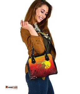 CustomAboriginal Shoulder Handbag - Indigenous Frog Red