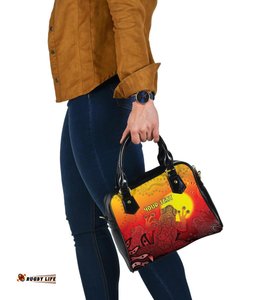 CustomAboriginal Shoulder Handbag - Indigenous Frog Red