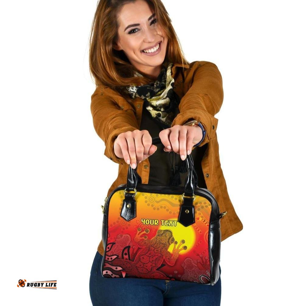 CustomAboriginal Shoulder Handbag - Indigenous Frog Red