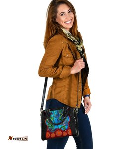 Aboriginal Shoulder Handbag - Aussie Indigenous Patterns Blue