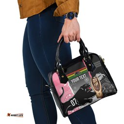 Personalised Panther Rugby NRL Premiers Shoulder Handbag Panther Pride Black & Pink Aboriginal Mix Art