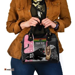 Personalised Panther Rugby NRL Premiers Shoulder Handbag Panther Pride Black & Pink Aboriginal Mix Art