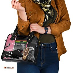 Personalised Panther Rugby NRL Premiers Shoulder Handbag Panther Pride Black & Pink Aboriginal Mix Art