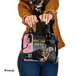 Personalised Panther Rugby NRL Premiers Shoulder Handbag Panther Pride Black & Pink Aboriginal Mix Art