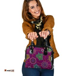 Shoulder HandBag - Aboriginal Turtle Purple Australia Dot Patterns BN17v