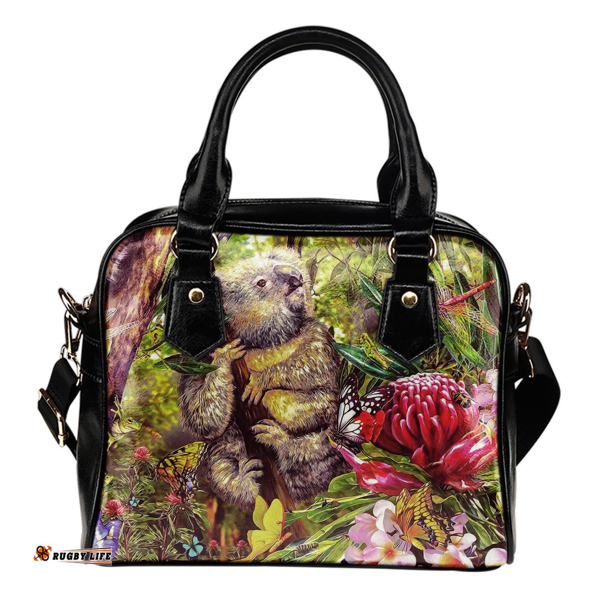 Koala Shoulder Handbag - 3D Koala with Waratah Flower Bag