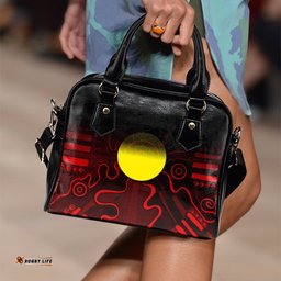 Aboriginal Shoulder Handbag - Indigenous Flag Grunge Style