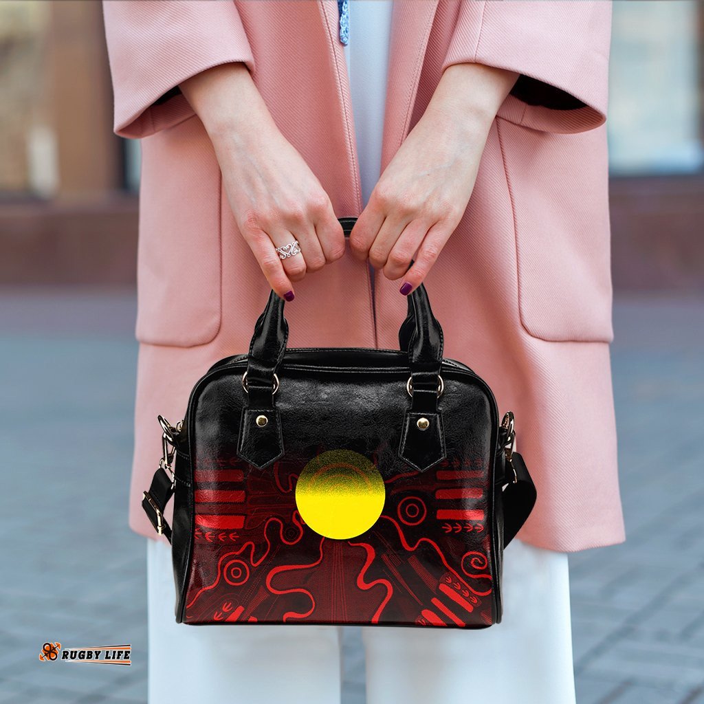 Aboriginal Shoulder Handbag - Indigenous Flag Grunge Style