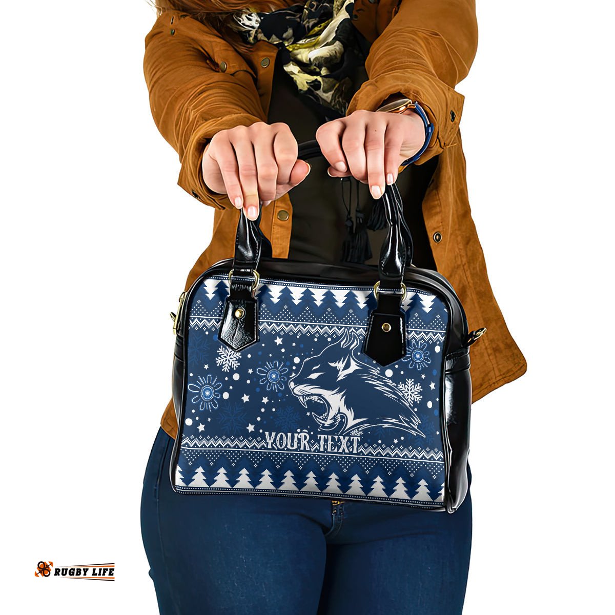 Custom Geelong Cats Football Shoulder Handbag Christmas Vibe 2023