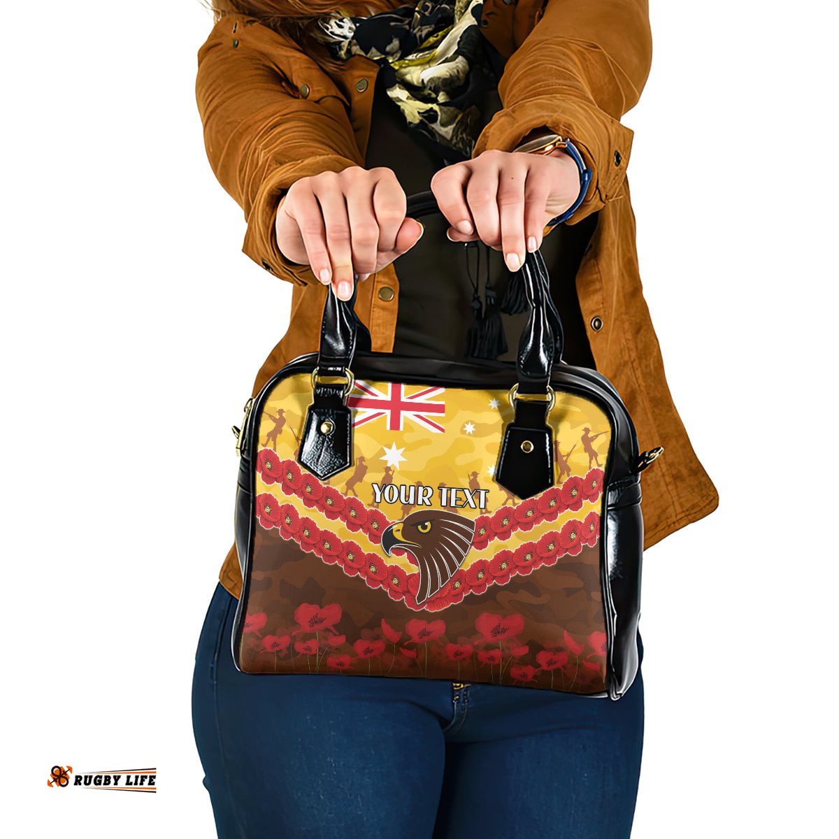 Custom Hawks Football Shoulder Handbag ANZAC Lest We Forget