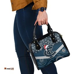 Custom Blues Football Christmas Shoulder Handbag Merry Xmas 2023 Mix Aboriginal Art