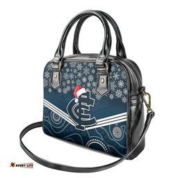 Custom Blues Football Christmas Shoulder Handbag Merry Xmas 2023 Mix Aboriginal Art