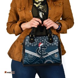 Custom Blues Football Christmas Shoulder Handbag Merry Xmas 2023 Mix Aboriginal Art