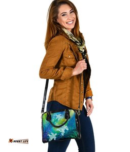 Aboriginal Shoulder Handbags - Indigenous Turtle Ocean Dot Painting Art