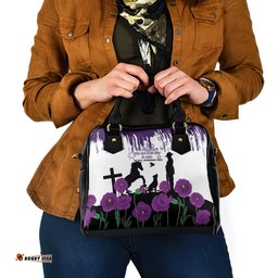 Australia Animal Heroes ANZAC Shoulder Handbag Purple Poppy We Will Remember Them