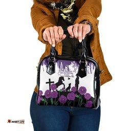 Australia Animal Heroes ANZAC Shoulder Handbag Purple Poppy We Will Remember Them