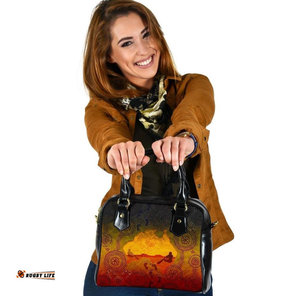 Aboriginal Shoulder Handbag, Australian Map with Indigenous Color