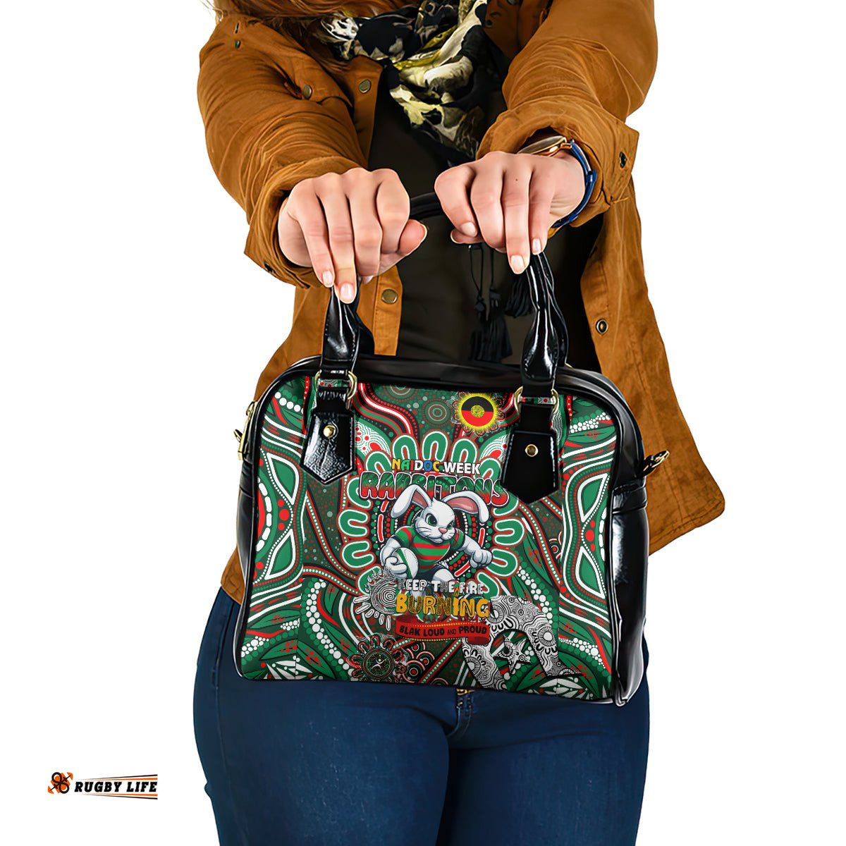 NAIDOC Week 2024 Rabbitohs Shoulder Handbag Mascot Rugby DT02