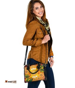 Shoulder Handbag - Indigenous Circle Leaf Patterns