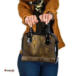 Gold African Dashiki With Australia Aboriginal Art Shoulder Handbag