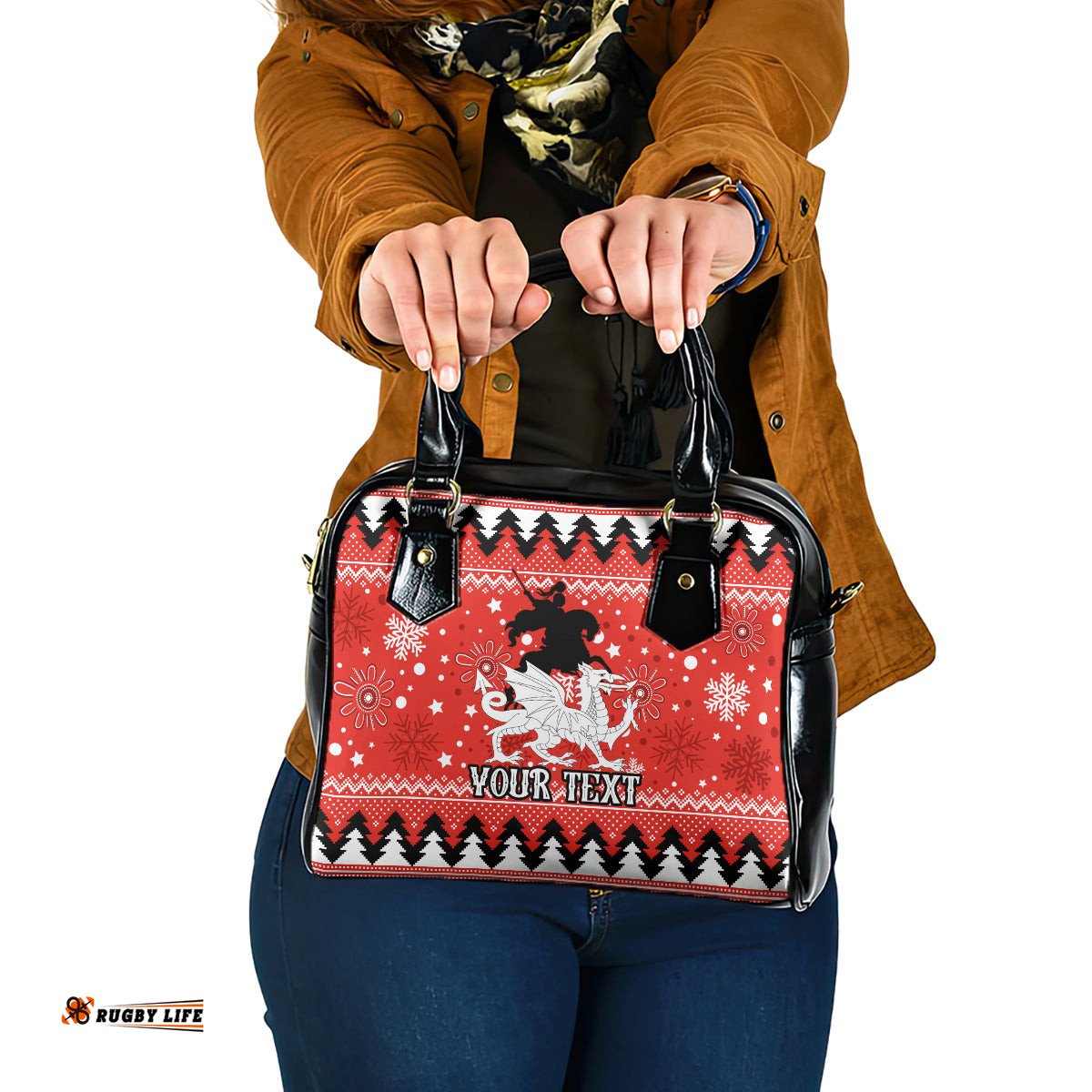 Custom Dragons Rugby Shoulder Handbag Chirstmas Vibe 2023