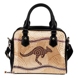Shoulder Handbags - Aboriginal Dot Painting Handbags Kangaroo