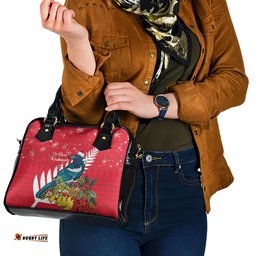 New Zealand Christmas In July Shoulder Handbag Tui Bird With Kowhai Meri Kirihimete