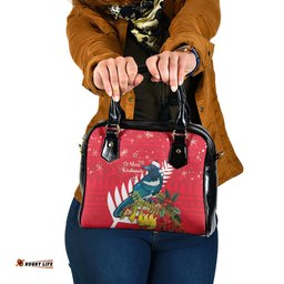 New Zealand Christmas In July Shoulder Handbag Tui Bird With Kowhai Meri Kirihimete