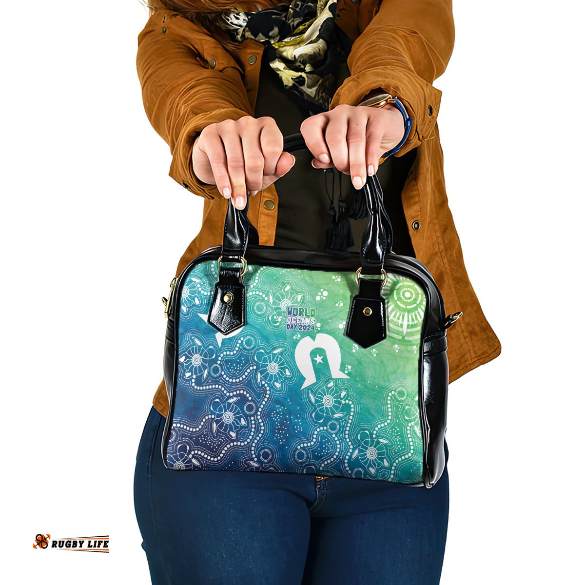 Australia Aboriginal Style Shoulder Handbag World Ocean Day