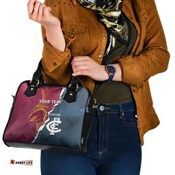 Personalised Broncos Rugby And Carlton Football Shoulder Handbag Sporty Version