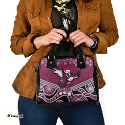 Custom Sea Eagles Rugby Christmas Shoulder Handbag Merry Xmas 2023 Mix Aboriginal Art