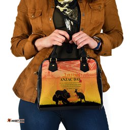 Australia ANZAC Day Shoulder Handbag Koala and Kangaroo Respect Aboriginal Pattern