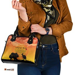 Australia ANZAC Day Shoulder Handbag Koala and Kangaroo Respect Aboriginal Pattern