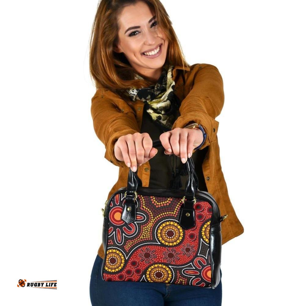 Aboriginal Shoulder Handbag - Indigenous Circle Dot Painting Style-