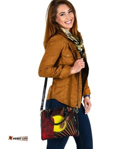 Aboriginal Shoulder Handbag - Indigenous Snake Sun Dot Painting