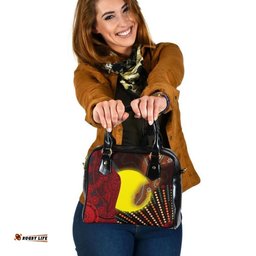 Aboriginal Shoulder Handbag - Indigenous Snake Sun Dot Painting