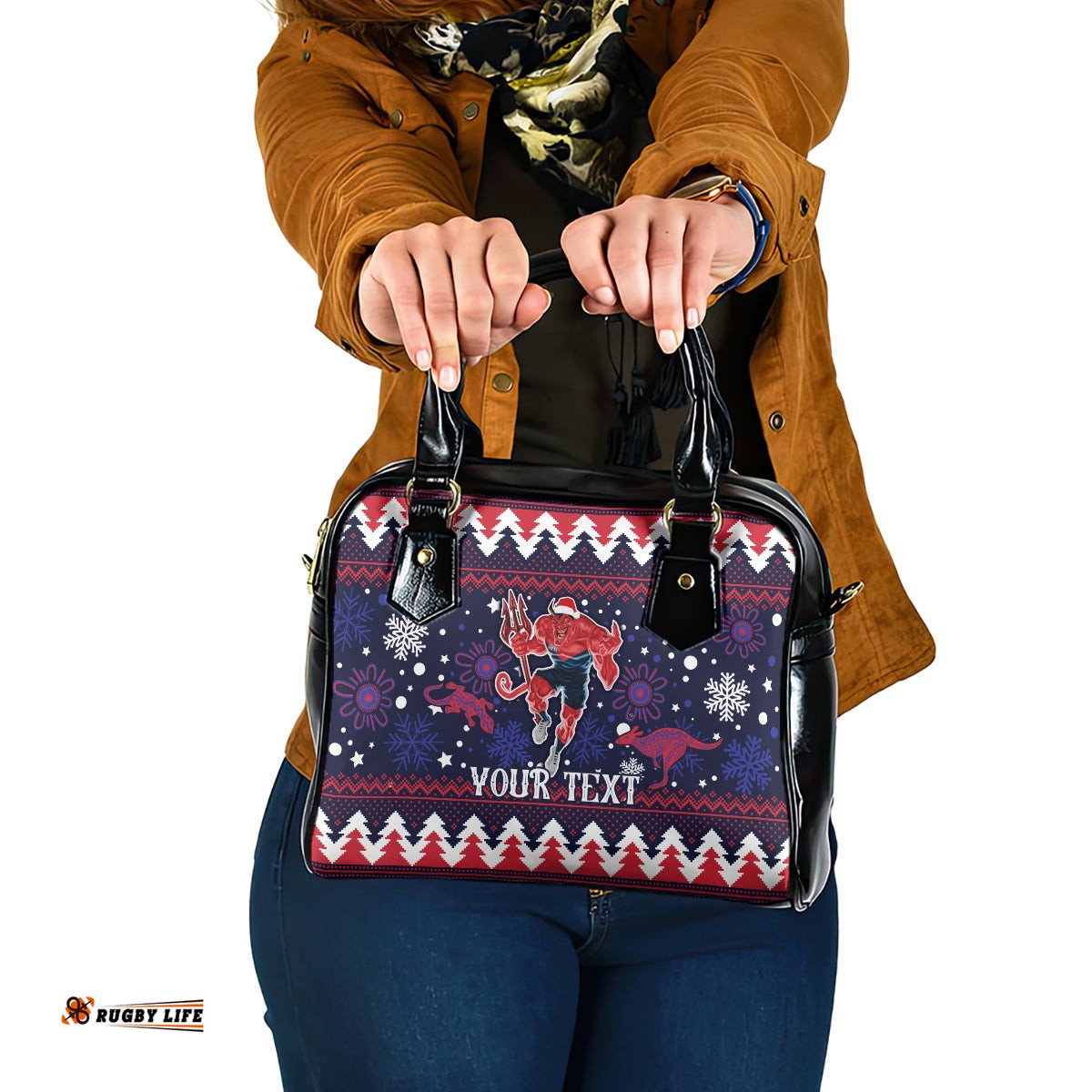 Custom Melbourne Demons Football Shoulder Handbag Narrm Christmas Vibe 2023