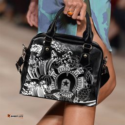 Aboriginal Shoulder Handbags, Torres Strait Islands in Wave Black