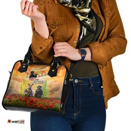 Australia And New Zealand ANZAC Day Shoulder Handbag Kangaroo And Kiwi Bird Soldiers Lest We Forget
