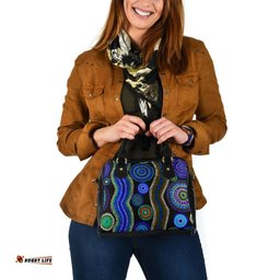 Shoulder Handbag - Aboriginal Dot Unique Style Blue