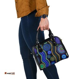 Shoulder Handbag - Aboriginal Dot Unique Style Blue