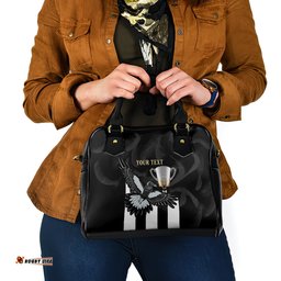Personalised AFL Collingwood Shoulder Handbag Magpies Premiers 2023 With Trophy Proud