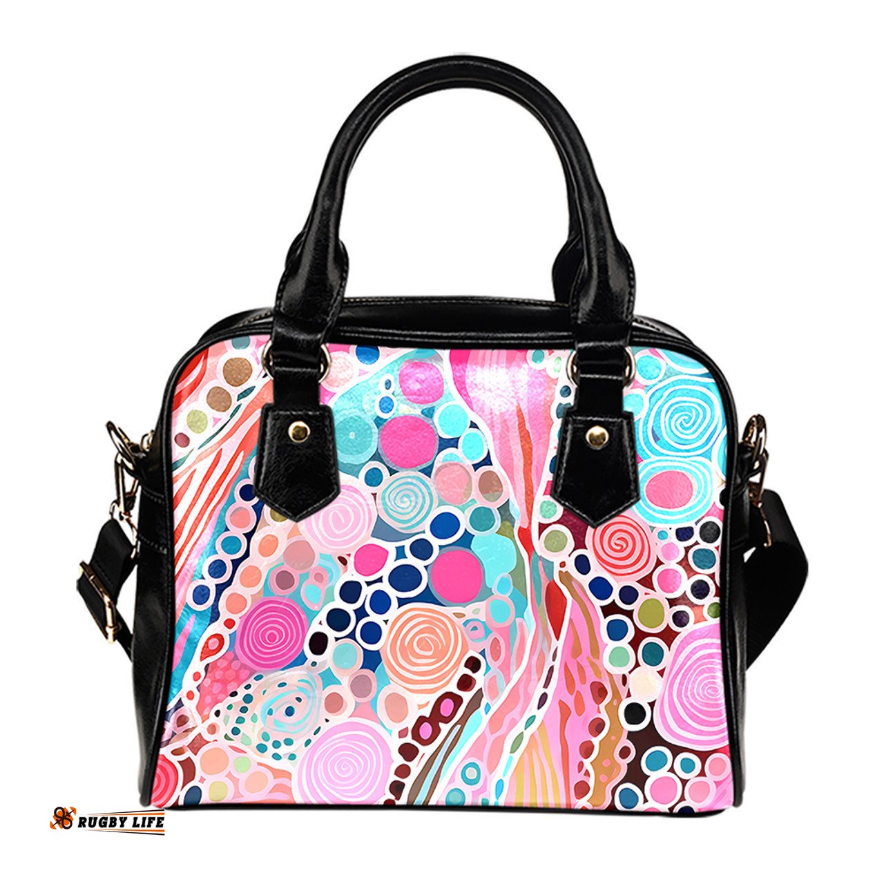 Indigenous Australian Aboriginal Australian Aboriginal Art Vivid Pastel Colours Shoulder Handbag