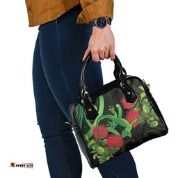 New Zealand Gecko Shoulder Handbag Aotearoa Maori With Pohutukawa Flowers